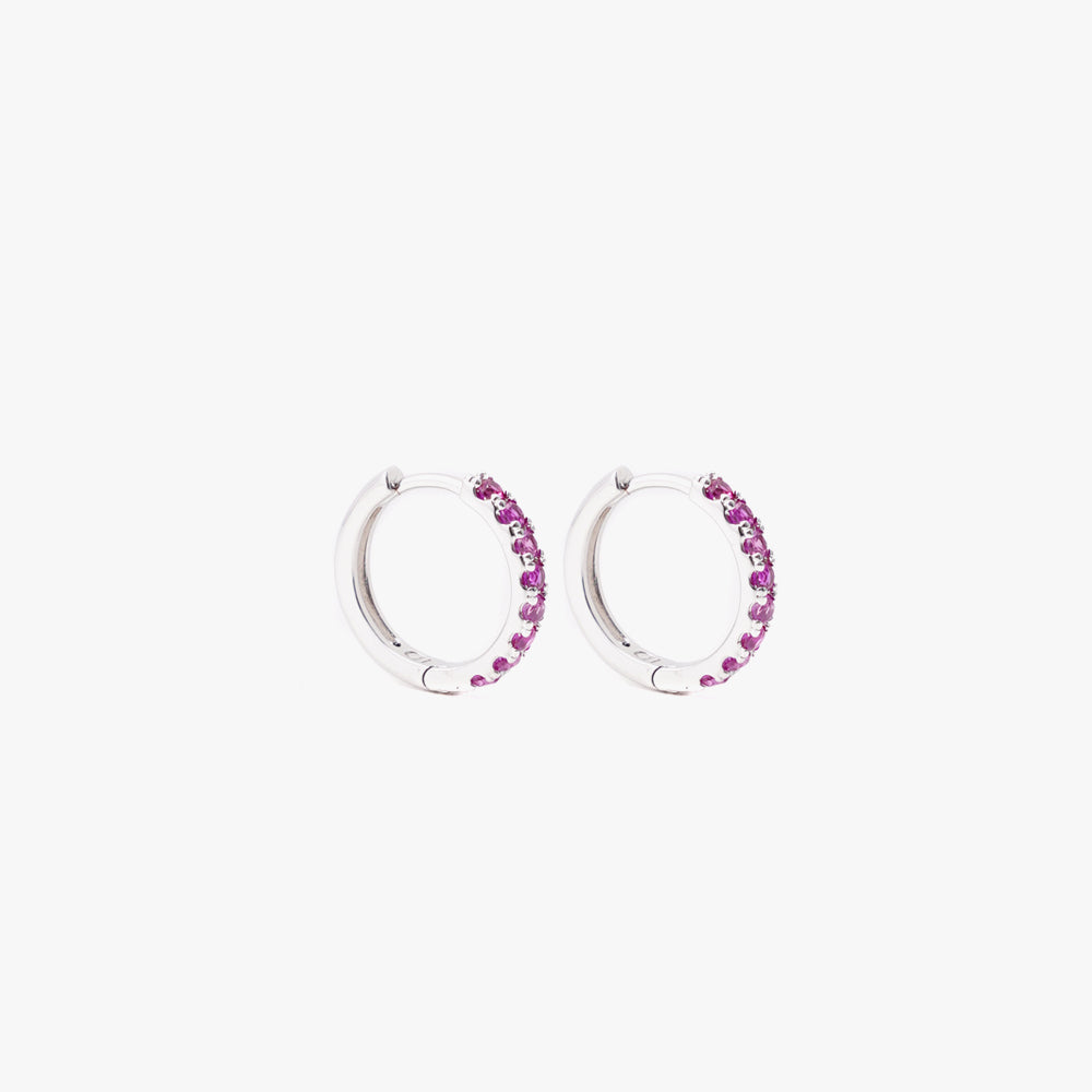 Mini hoop pink silver