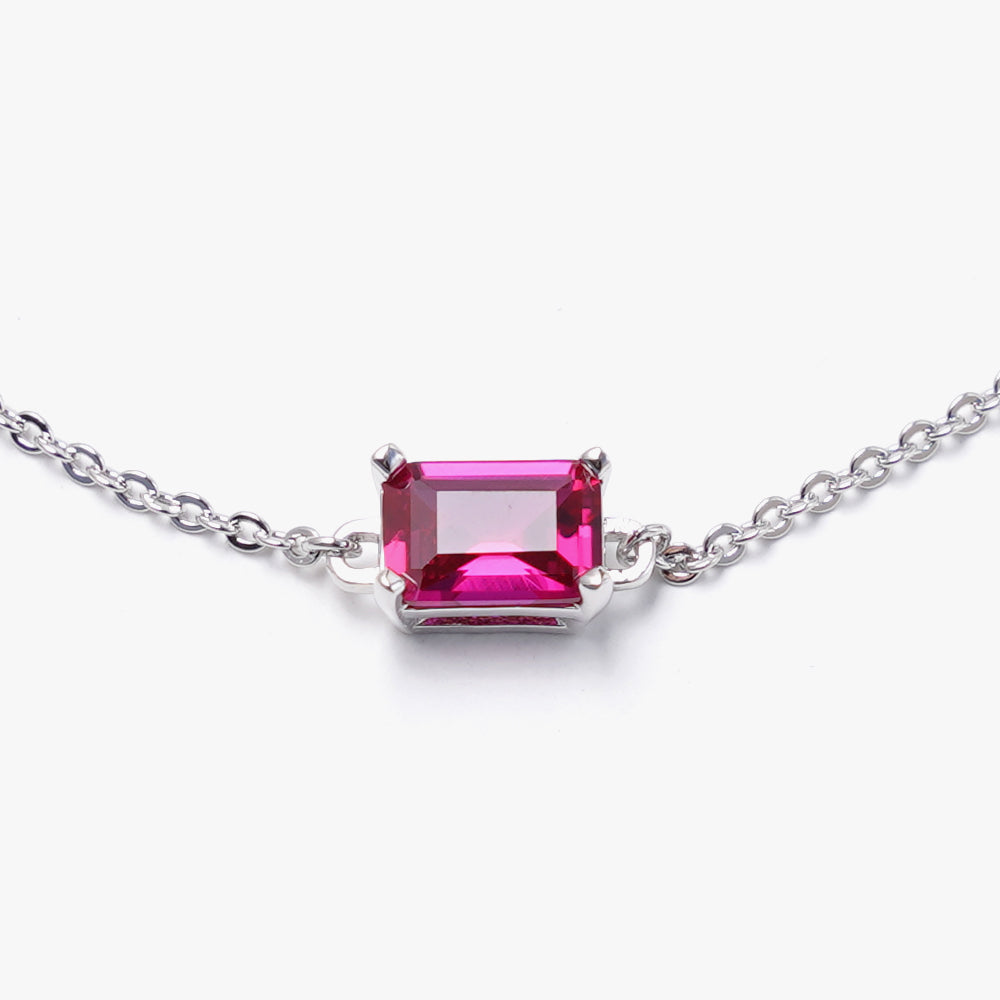 One stone bracelet pink silver