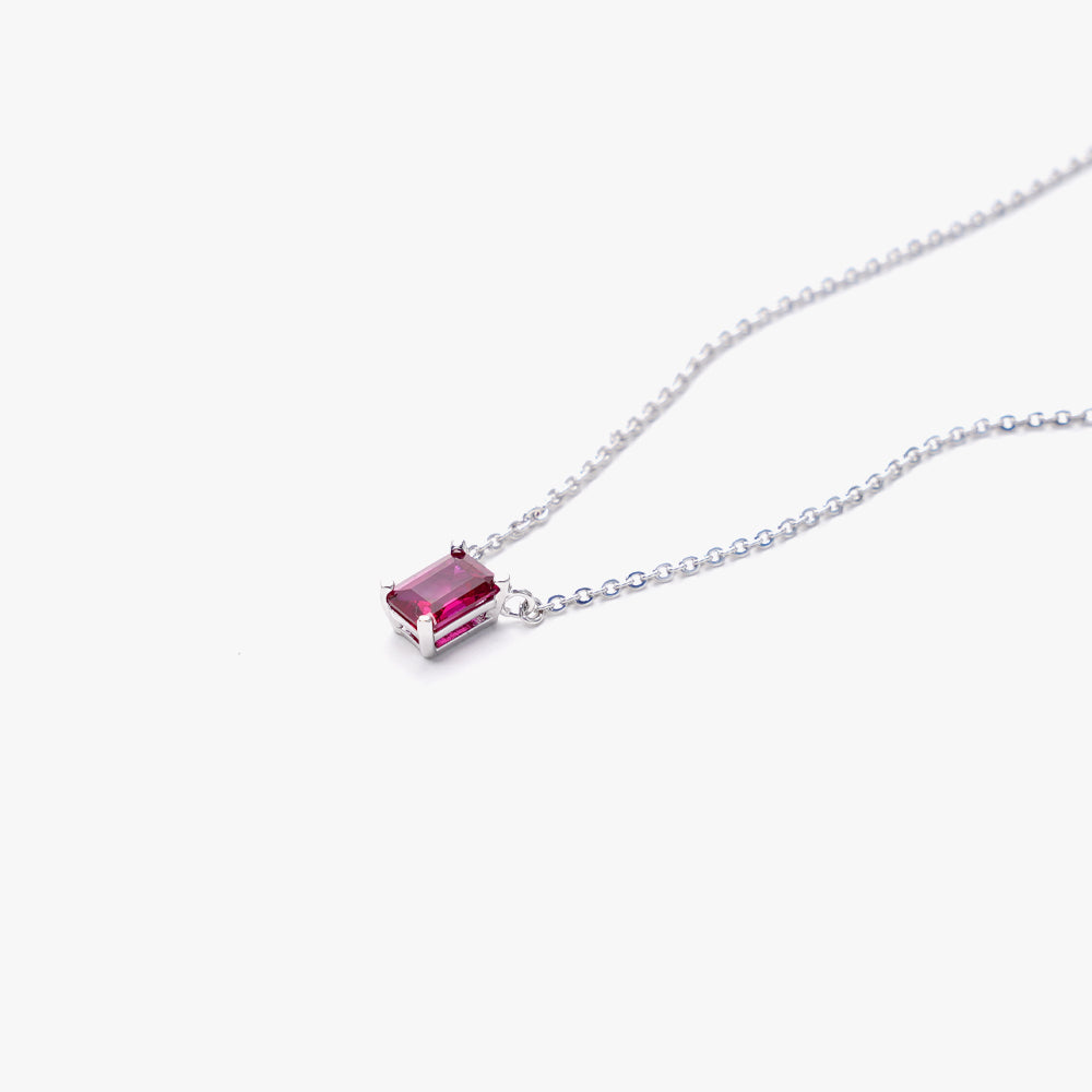 One stone necklace pink silver