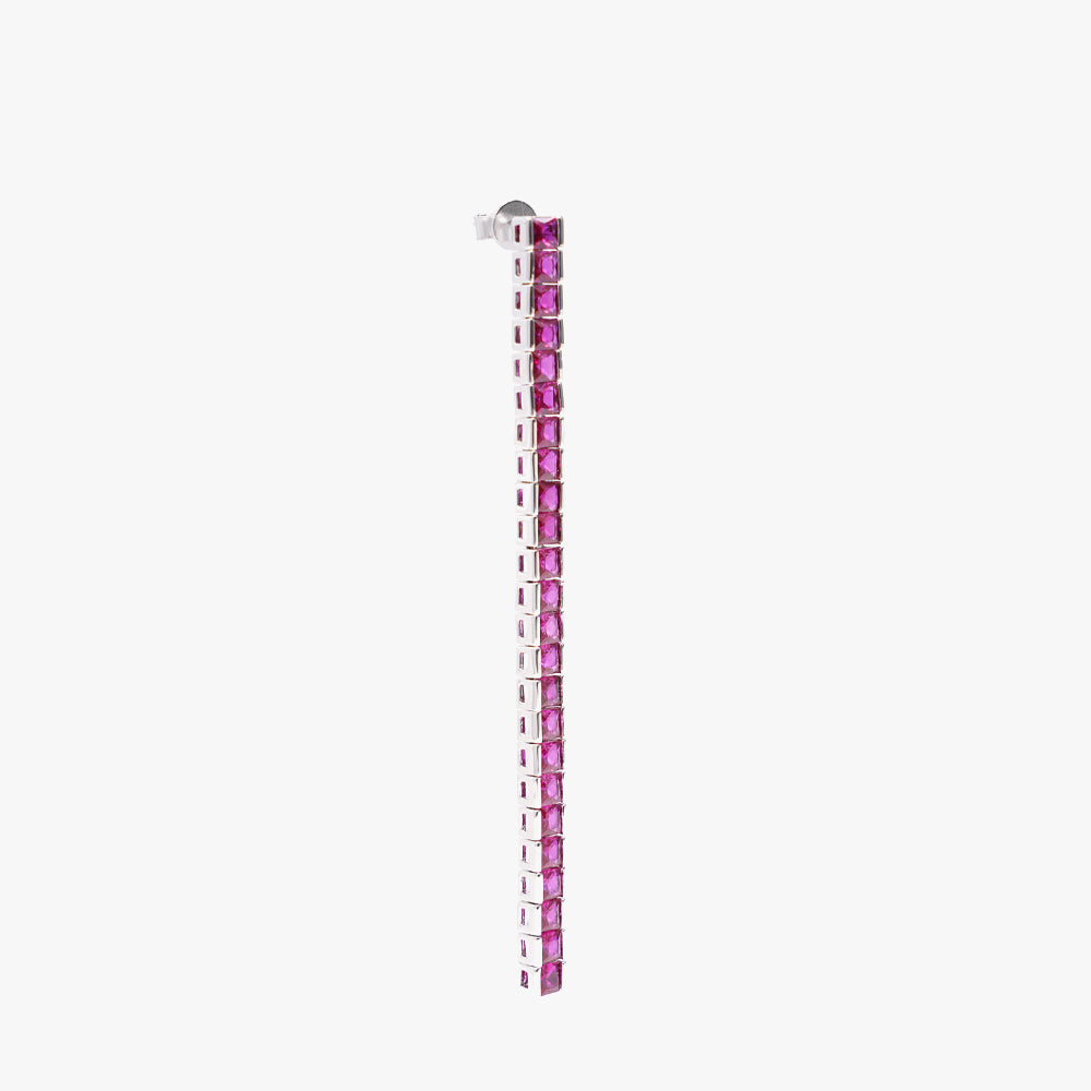 Square tennis earring pink silver