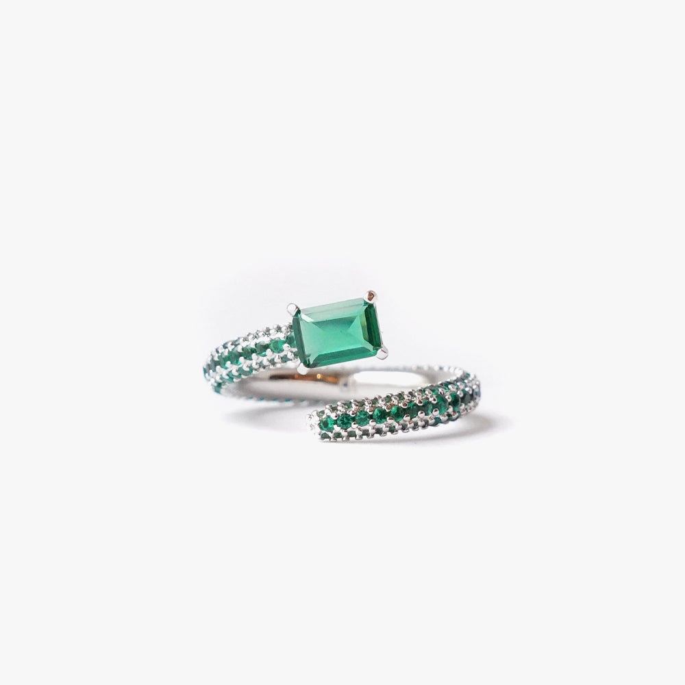 Twist ring green silver