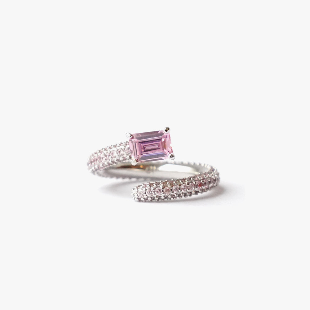 Twist ring light pink silver