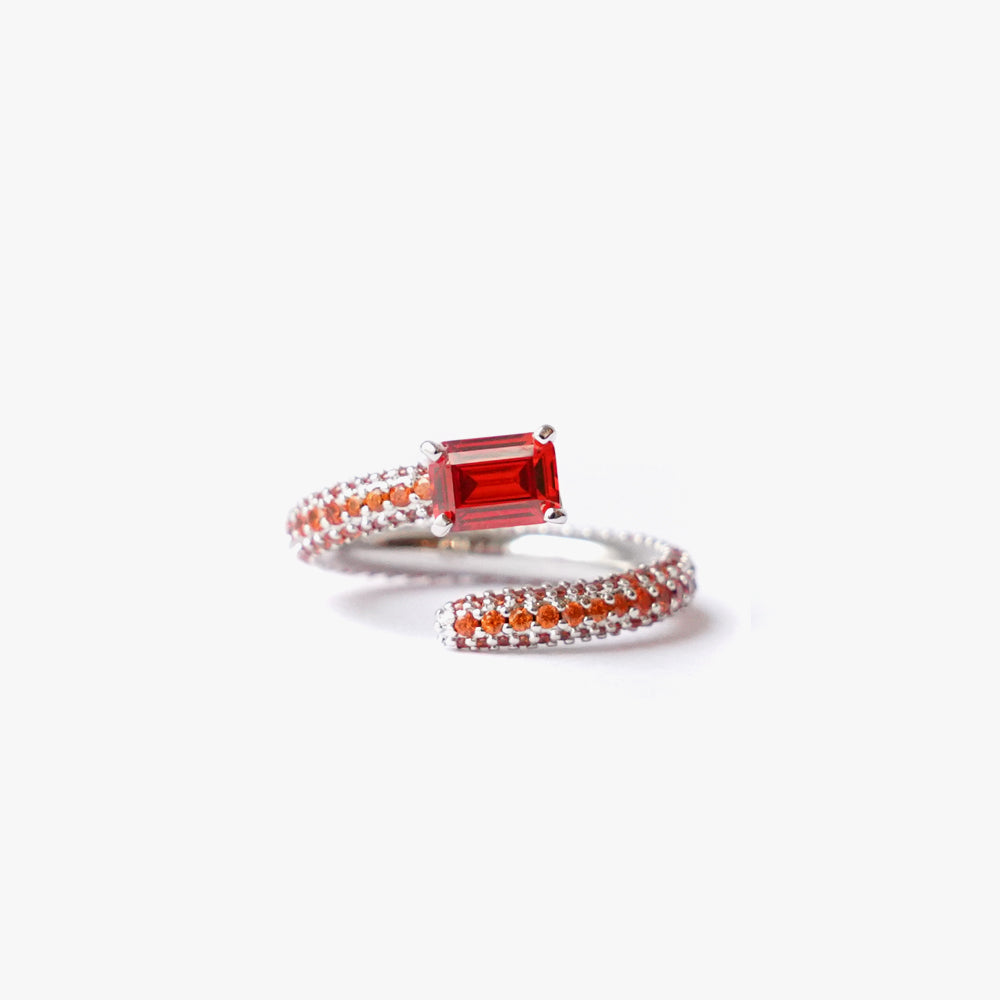 Twist ring orange silver