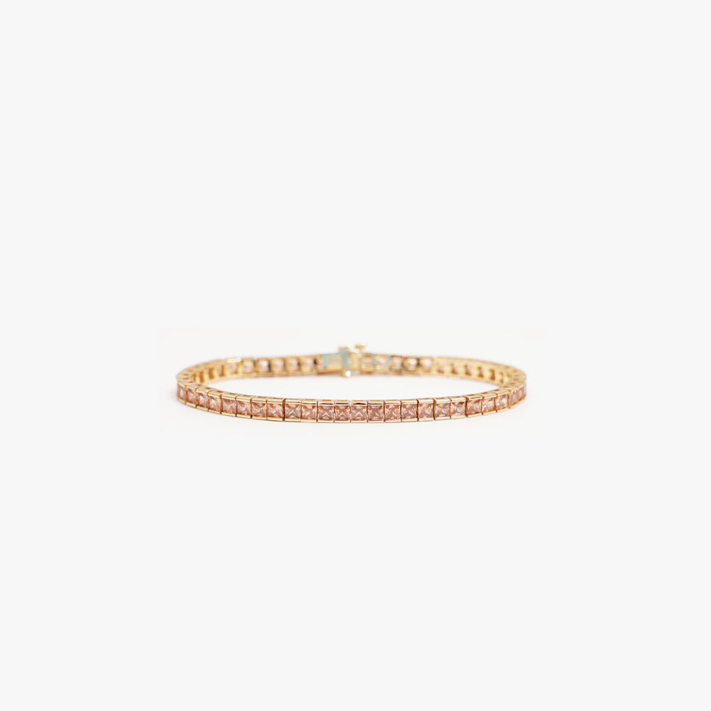 Square tennis bracelet beige gold