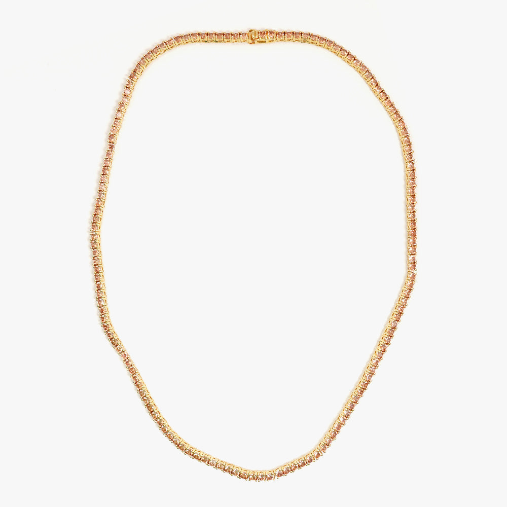 Tennis necklace beige gold