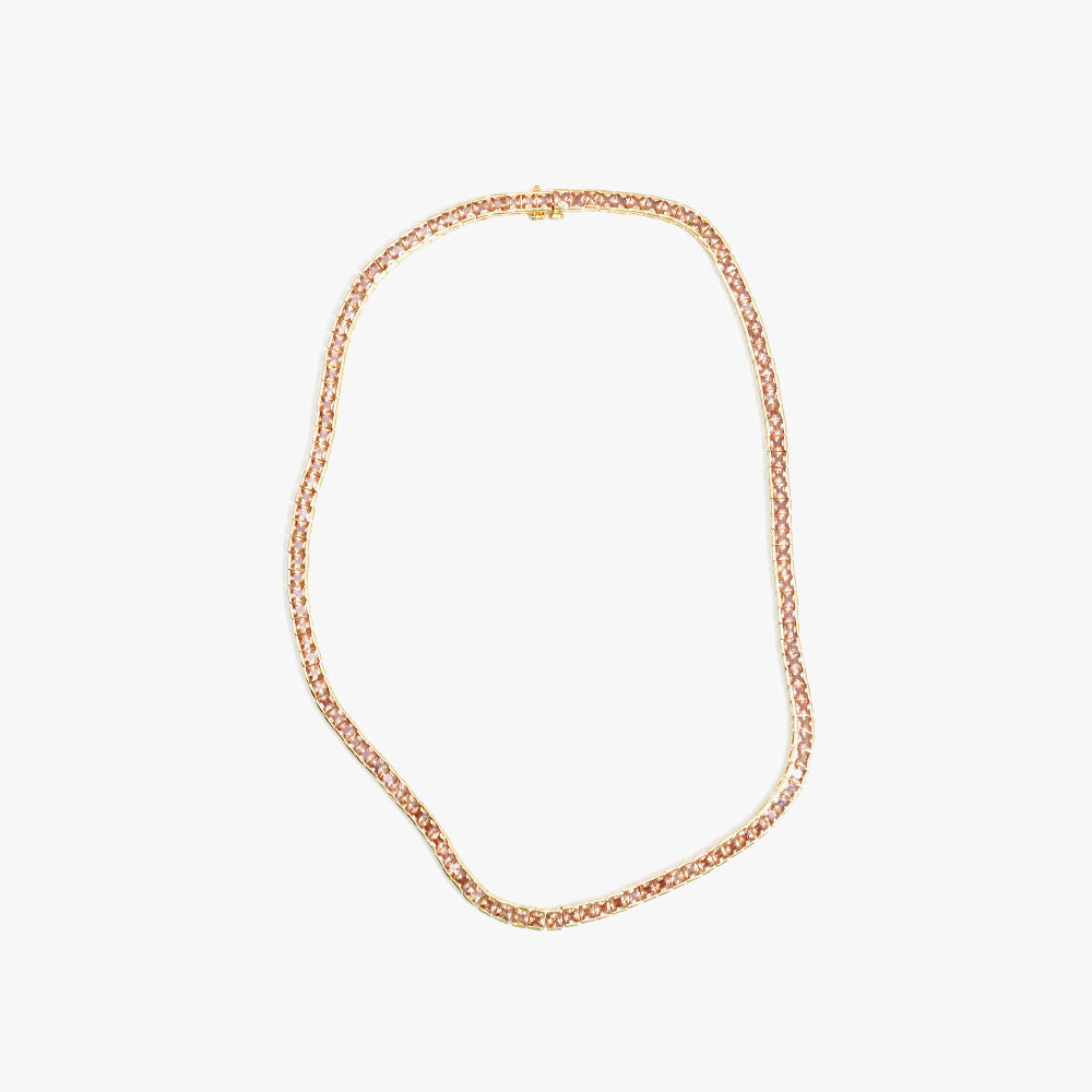 Square tennis necklace beige gold