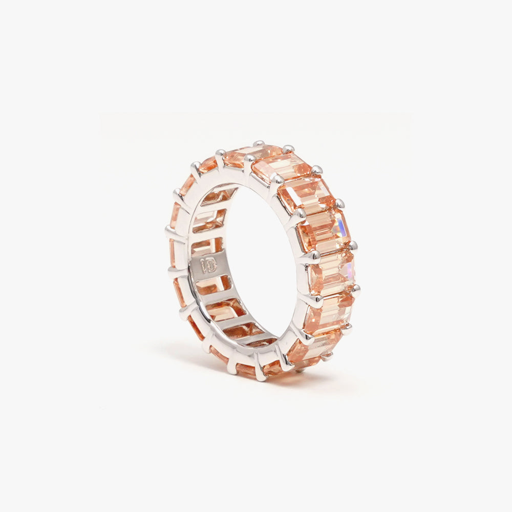 Chunky colorful ring beige silver