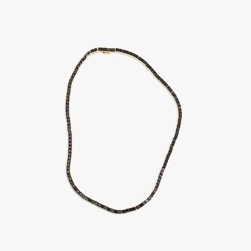 Square tennis necklace black gold