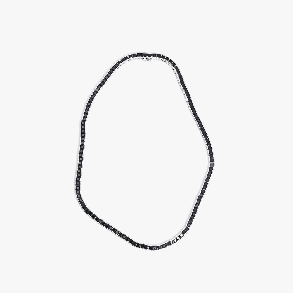 Square tennis necklace black silver