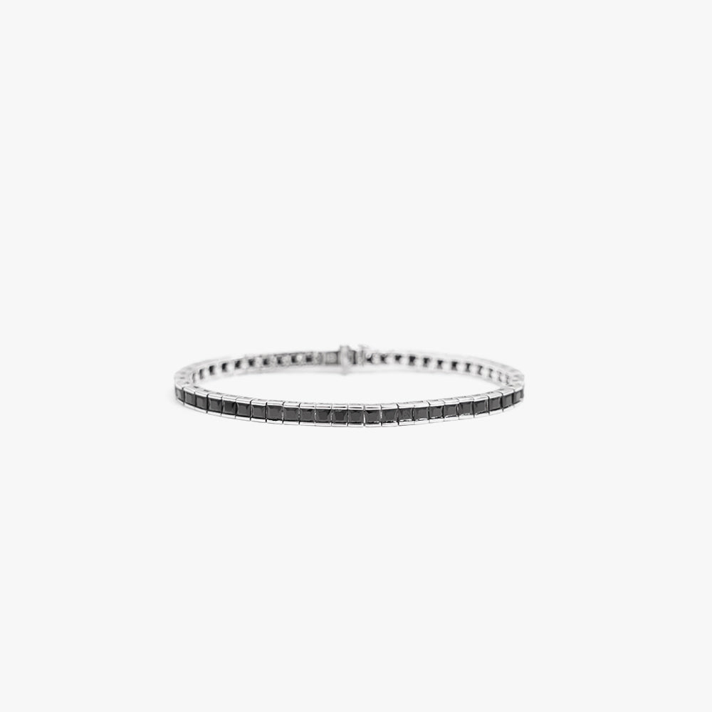 Square tennis bracelet black silver