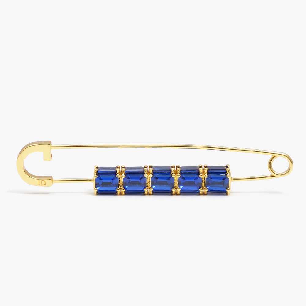 Colorful brooch pin blue gold