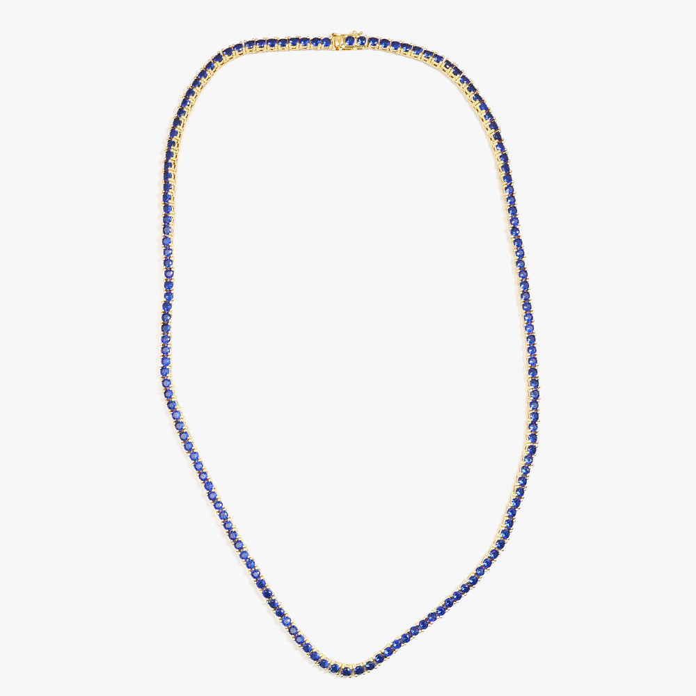 Tennis necklace blue gold