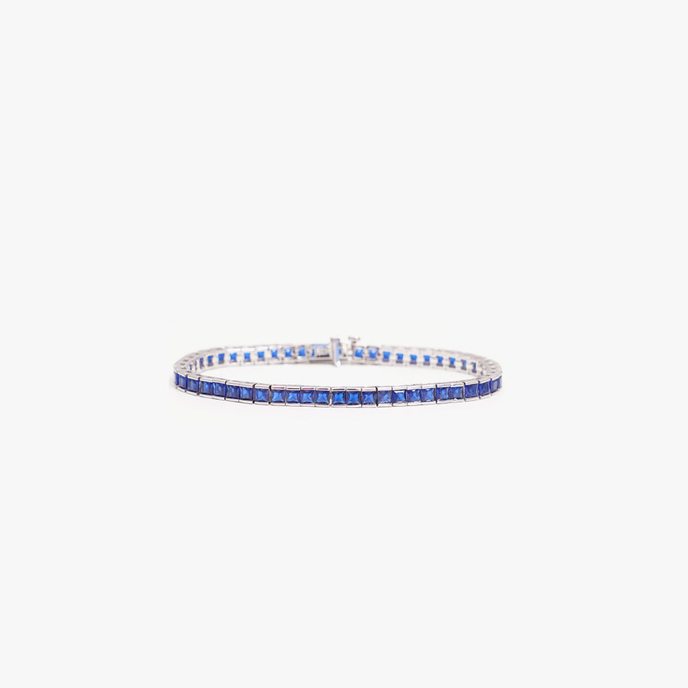 Square tennis bracelet blue silver