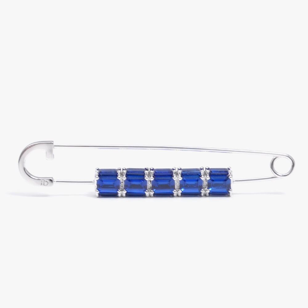 Colorful brooch pin blue silver