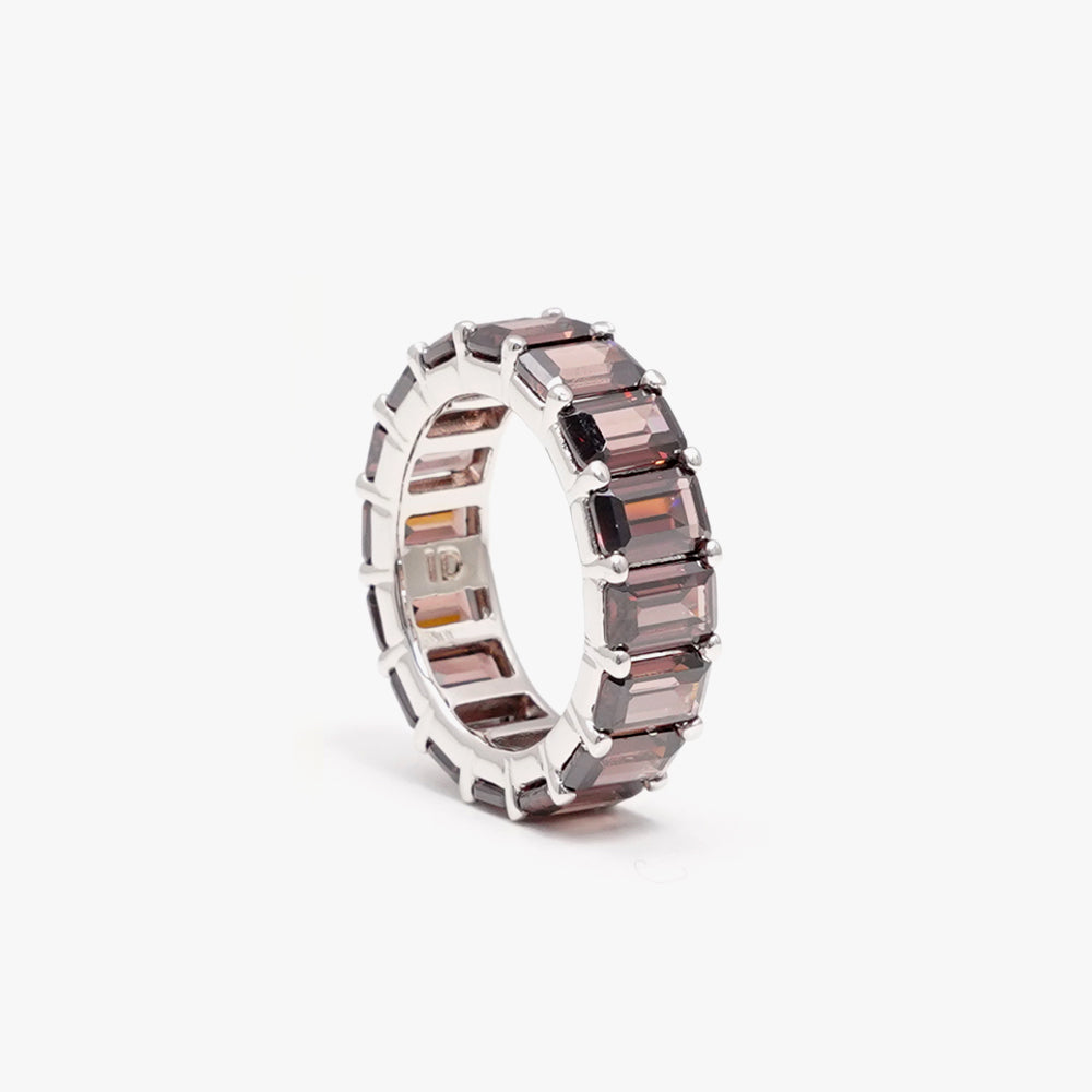 Chunky colorful ring brown silver