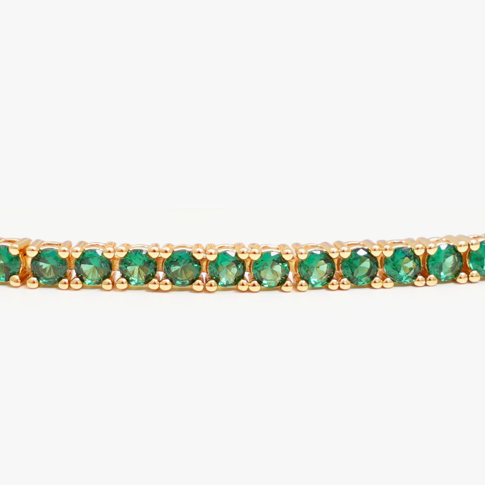 Tennis necklace green gold