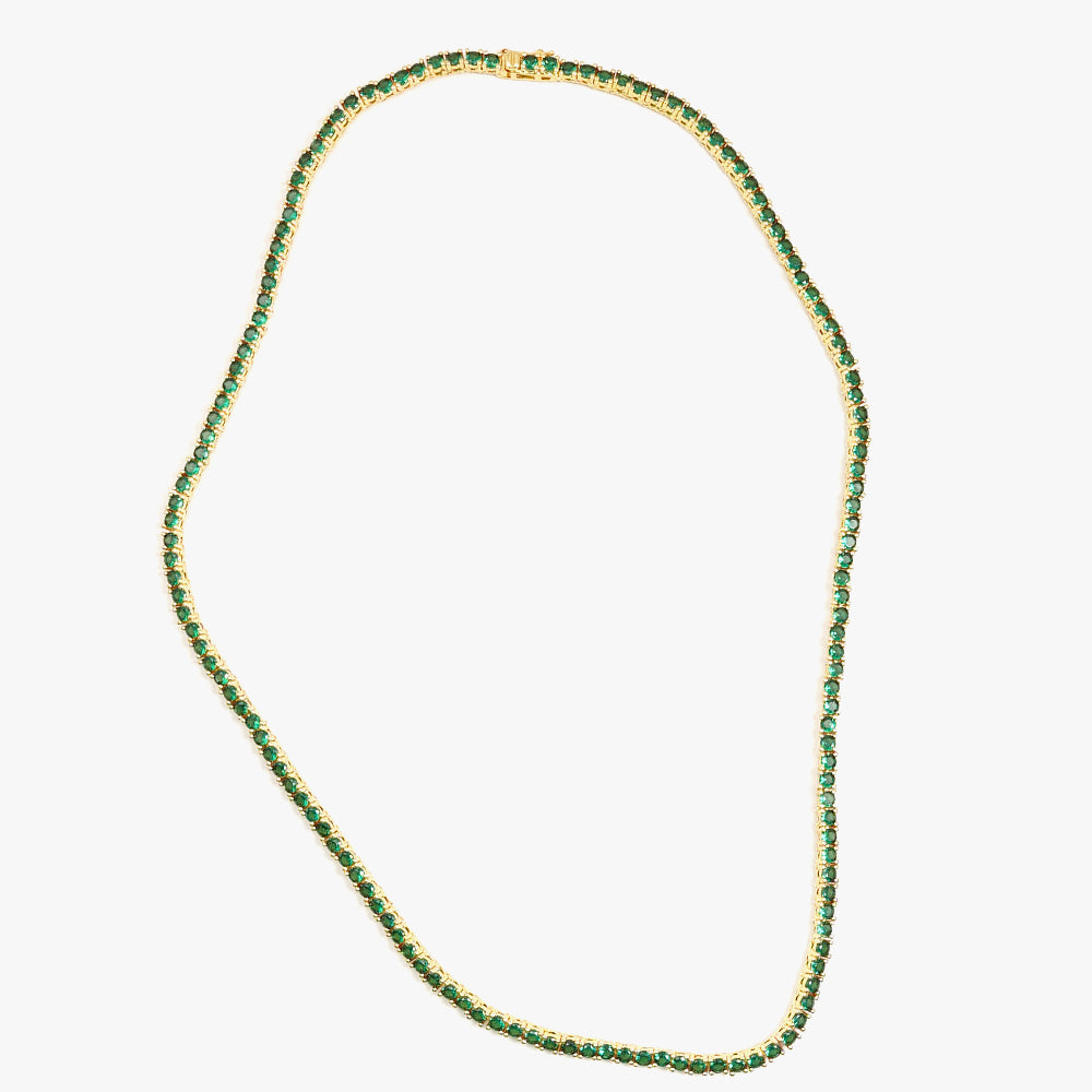 Tennis necklace green gold