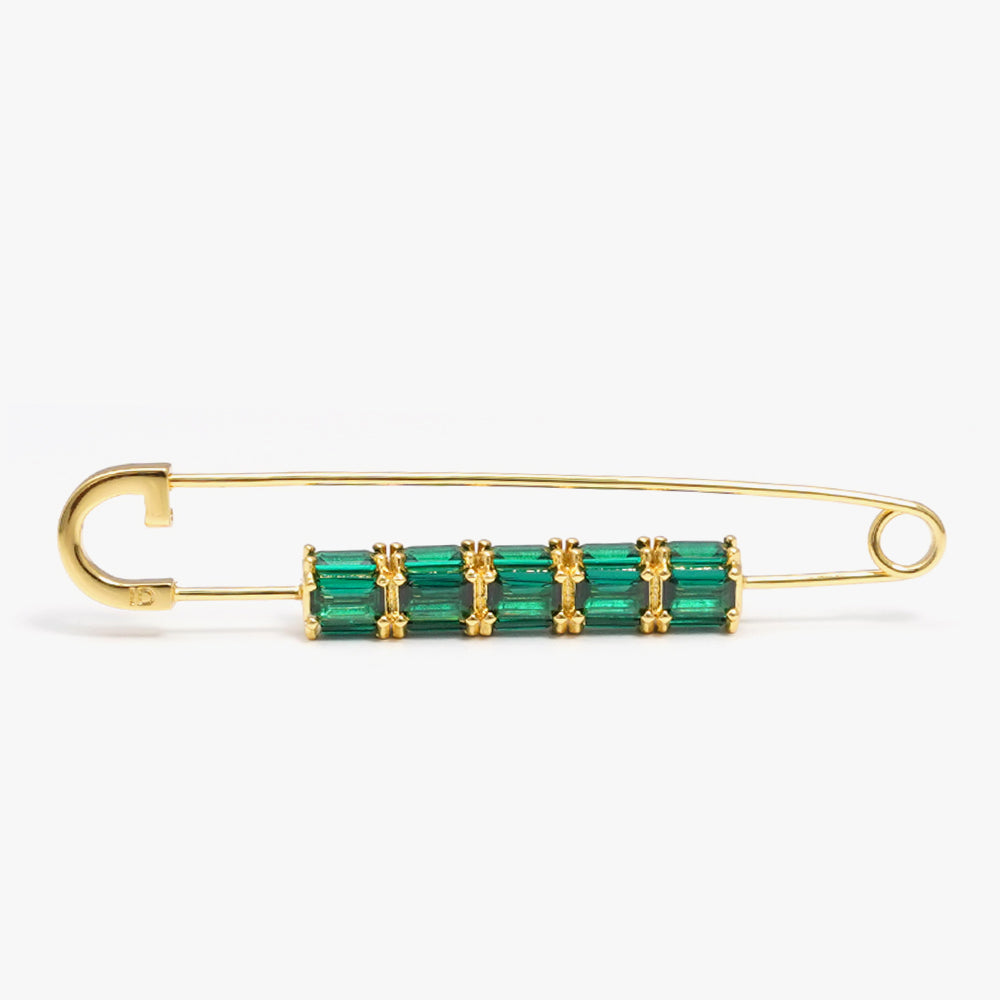 Colorful brooch pin green gold