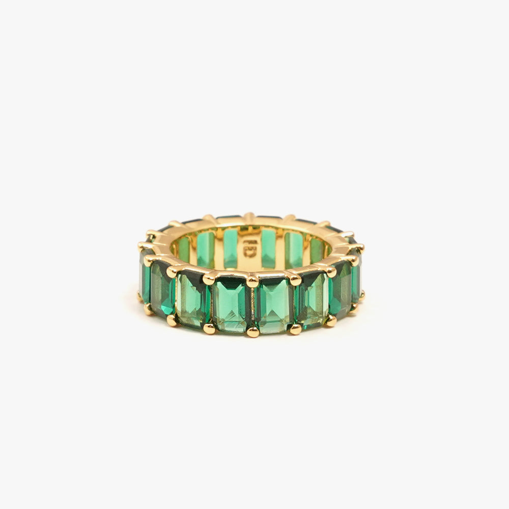 Chunky colorful ring green gold