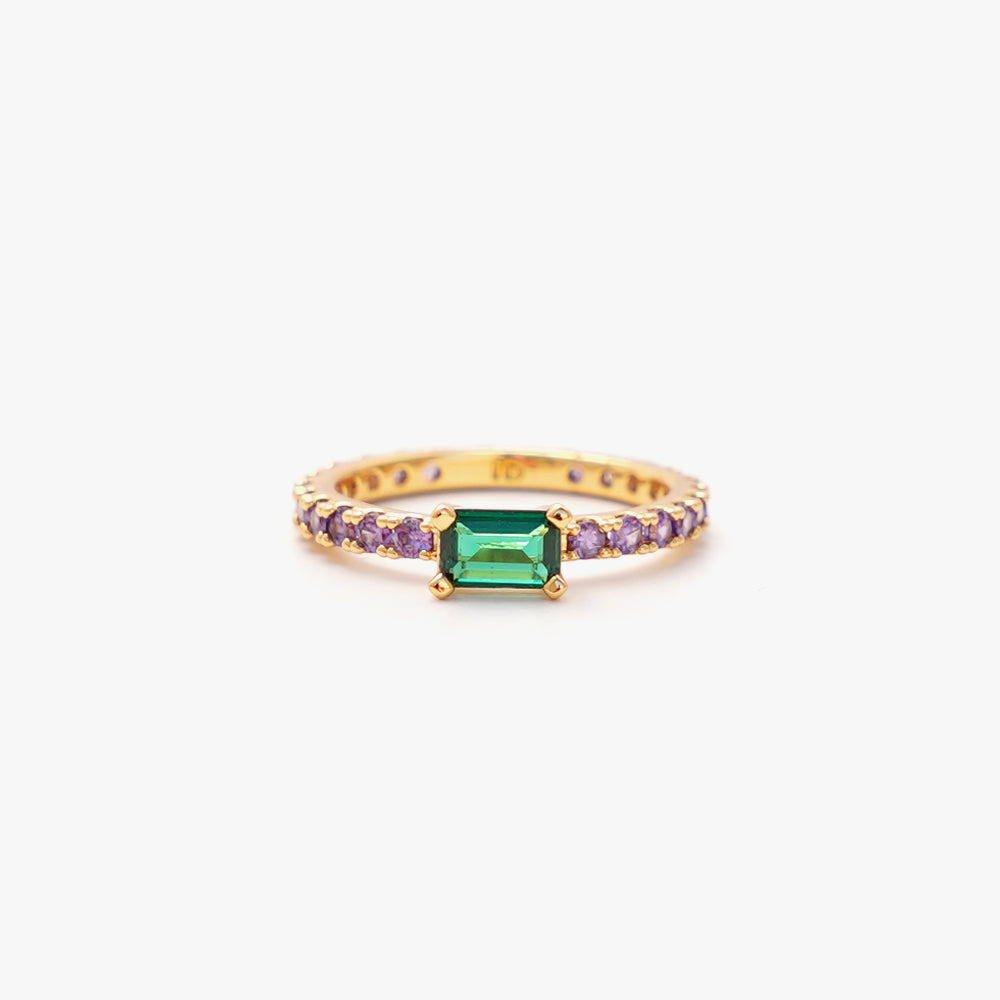 Ultra slim ring green lilac gold