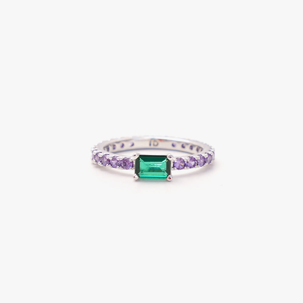 Ultra slim ring green lilac silver