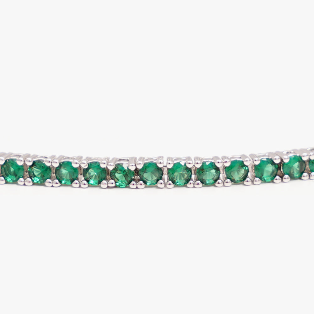 Tennis necklace green silver