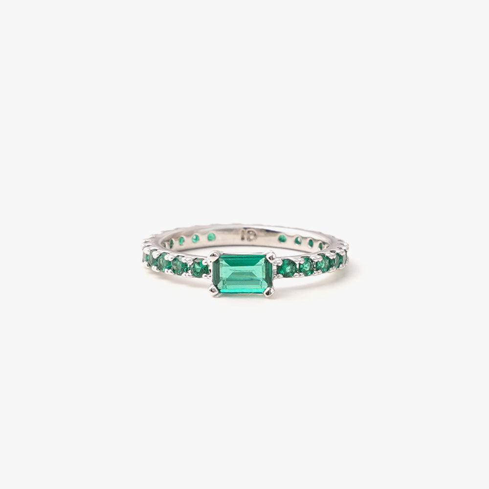Ultra slim ring green silver