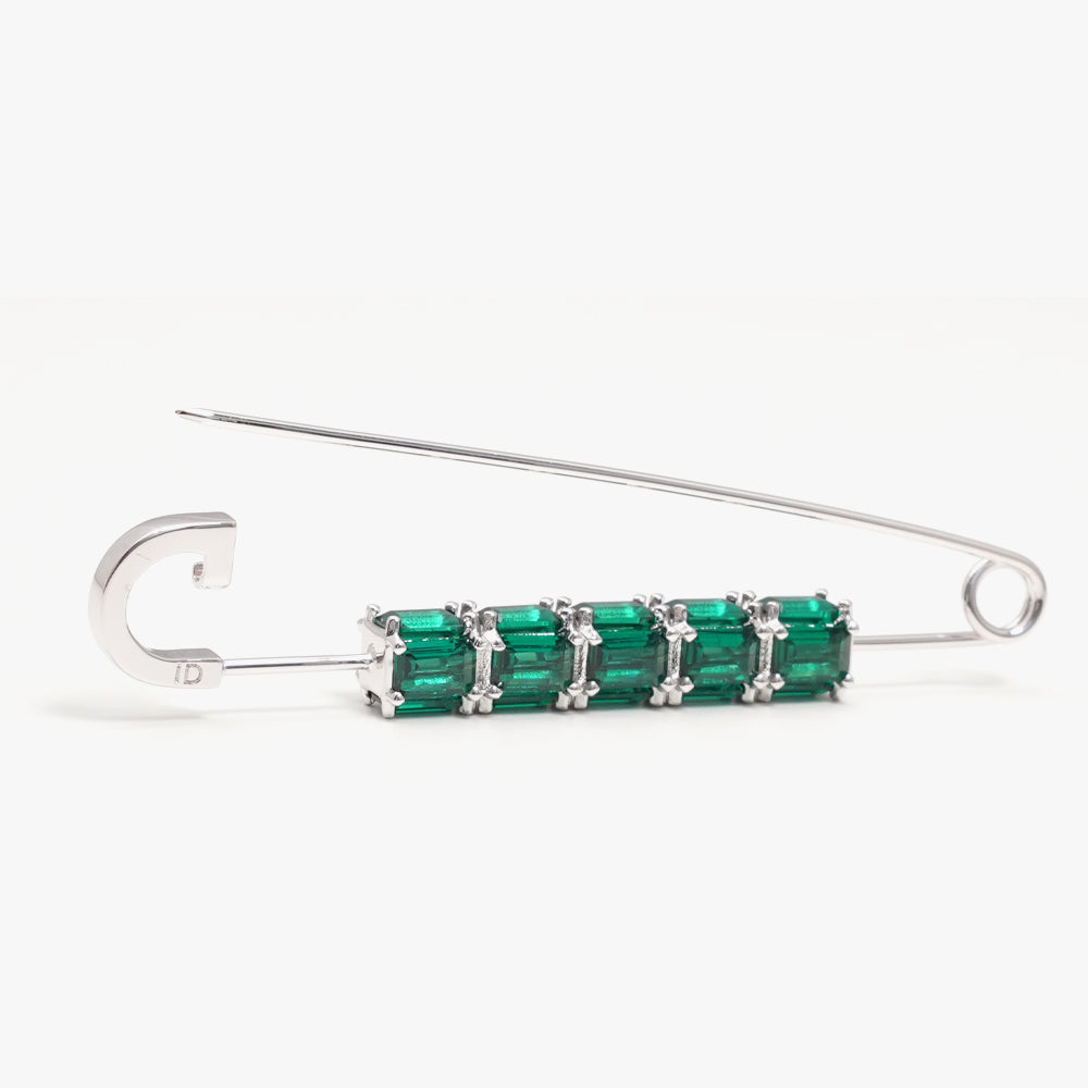 Colorful brooch pin green silver