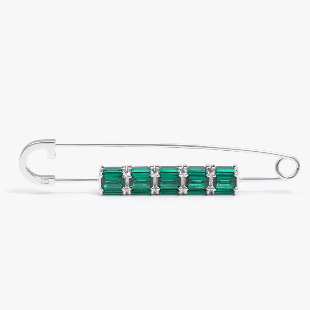 Colorful brooch pin green silver