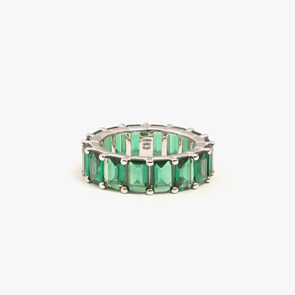 Chunky colorful ring green silver