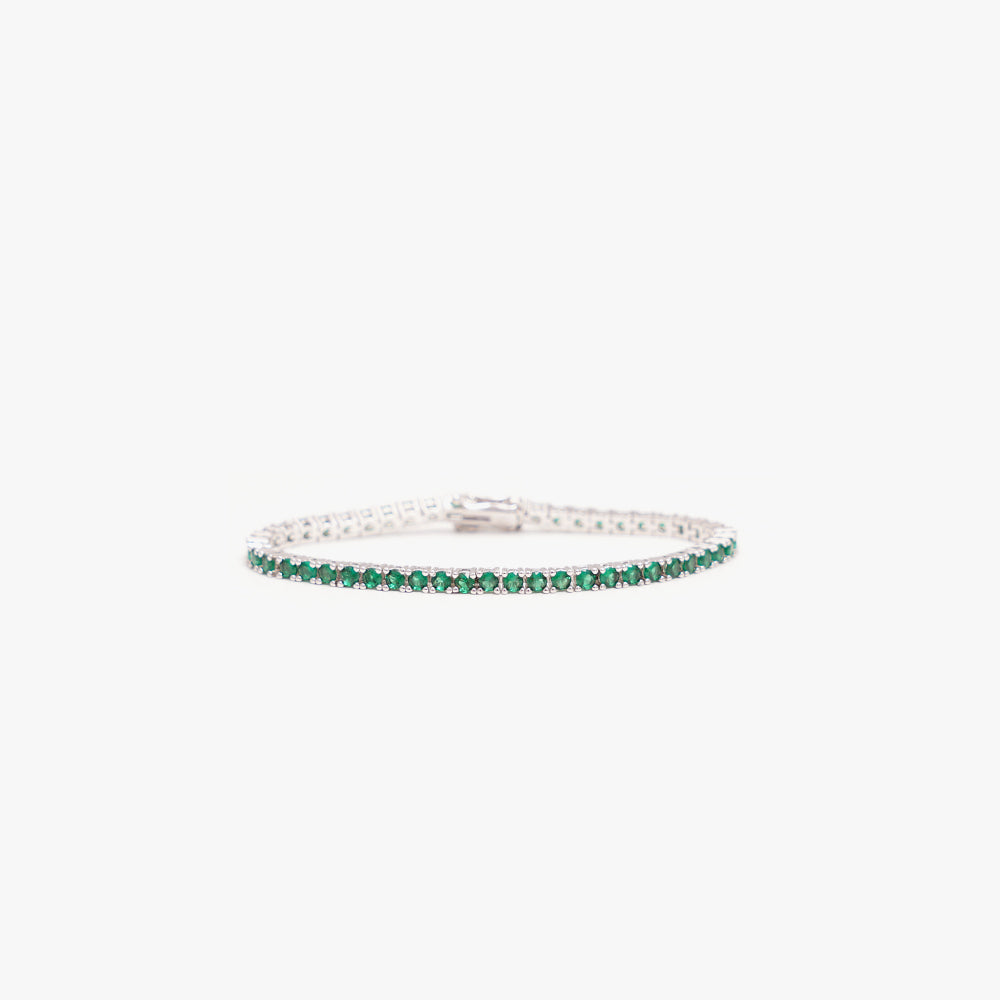 Tennis bracelet green silver