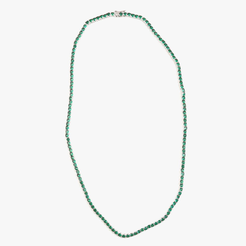 Tennis necklace green silver