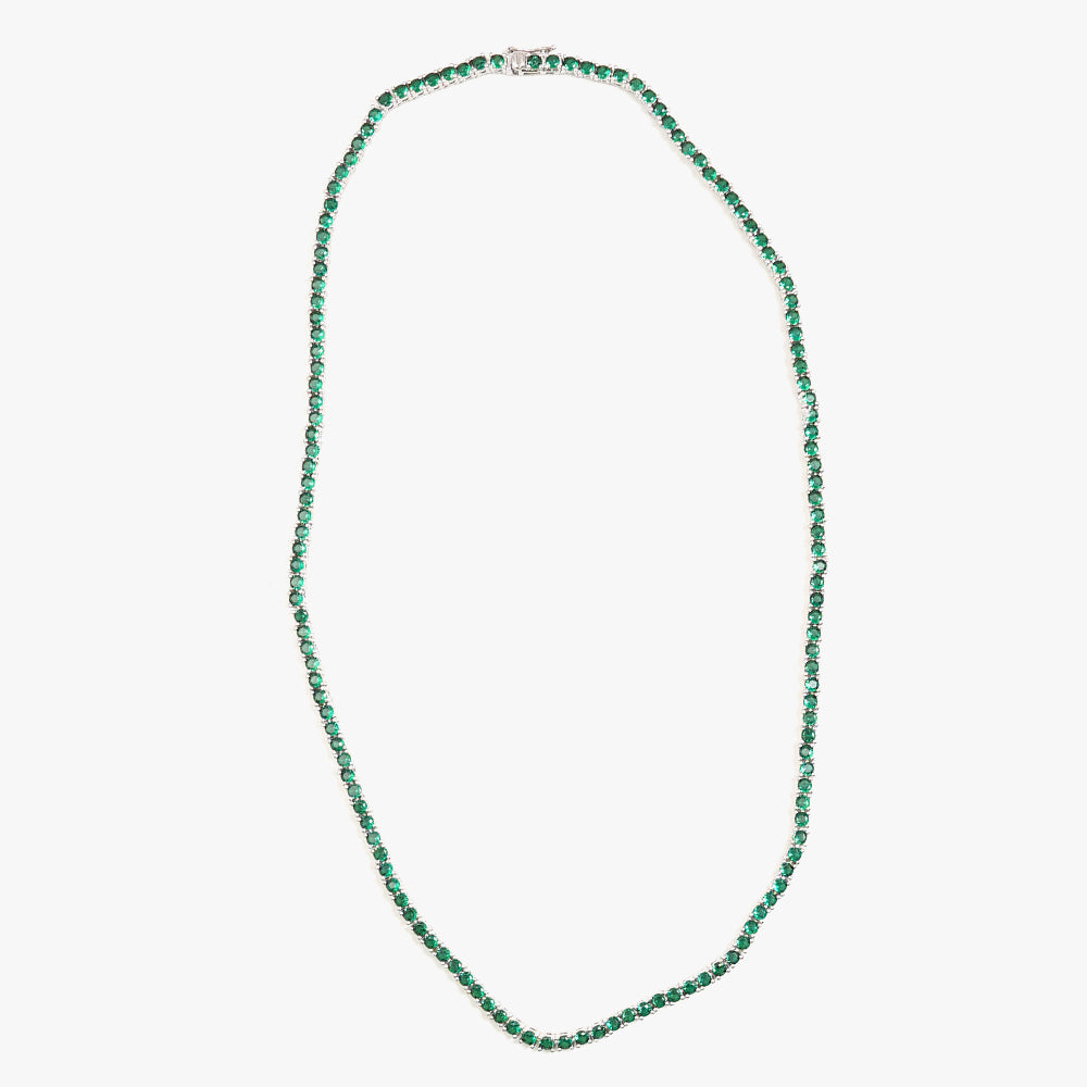 Tennis necklace green silver