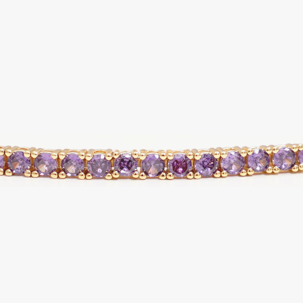 Tennis necklace lilac gold