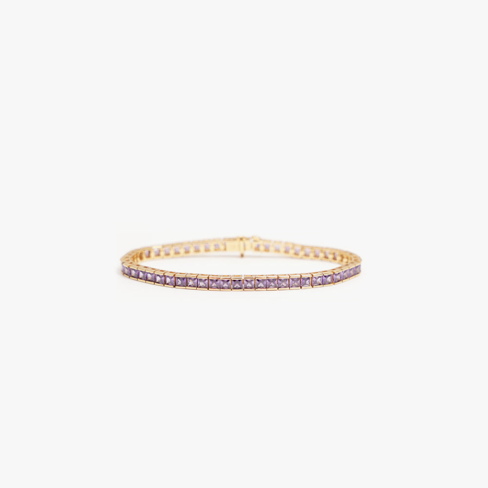 Square tennis bracelet lilac gold