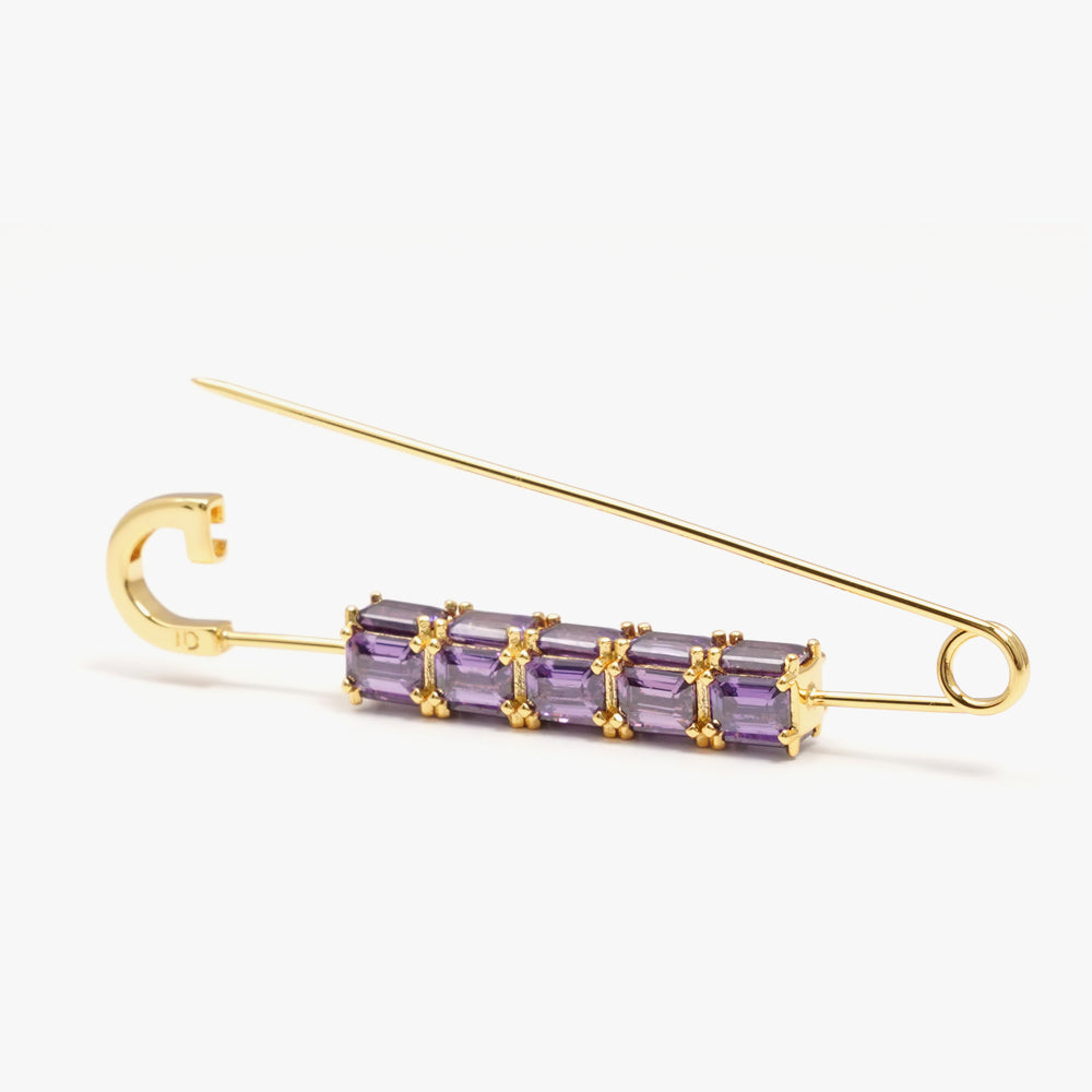 Colorful brooch pin lilac gold