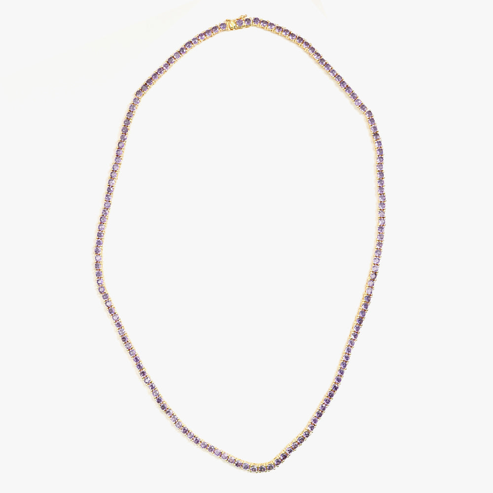 Tennis necklace lilac gold