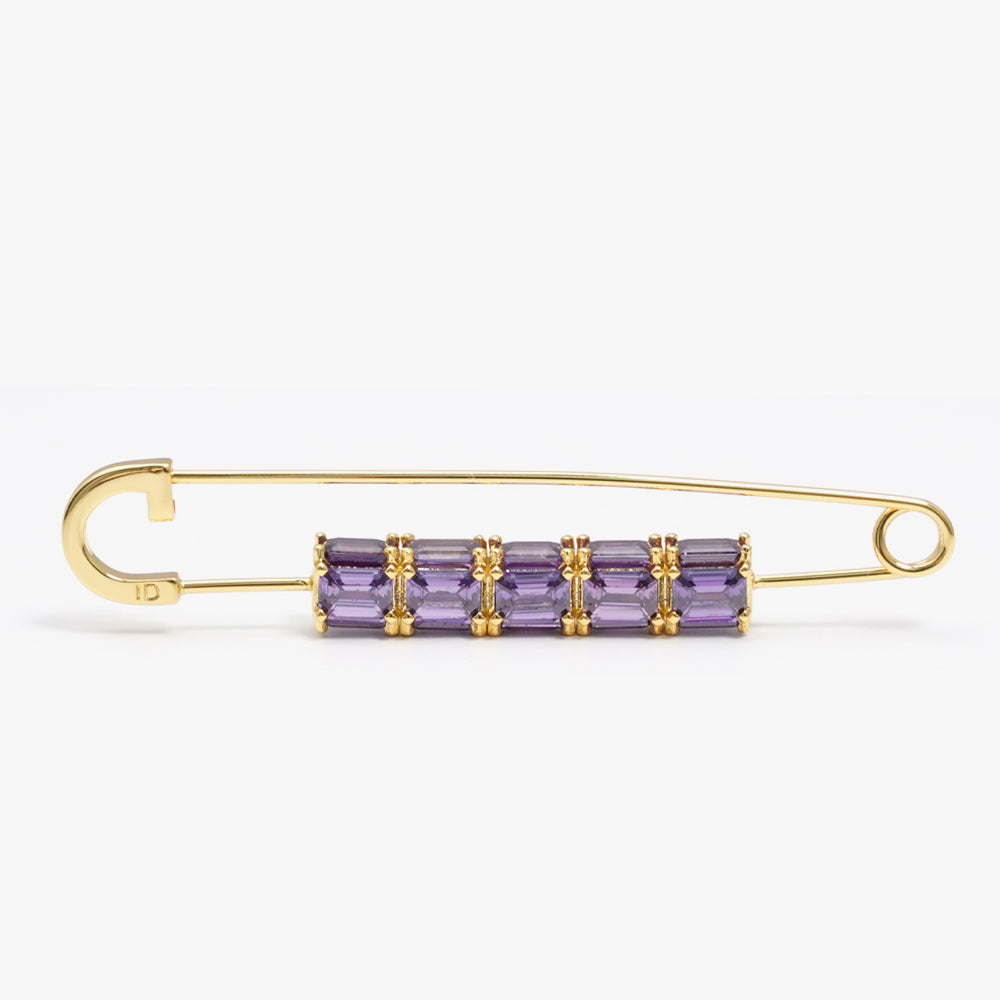 Colorful brooch pin lilac gold