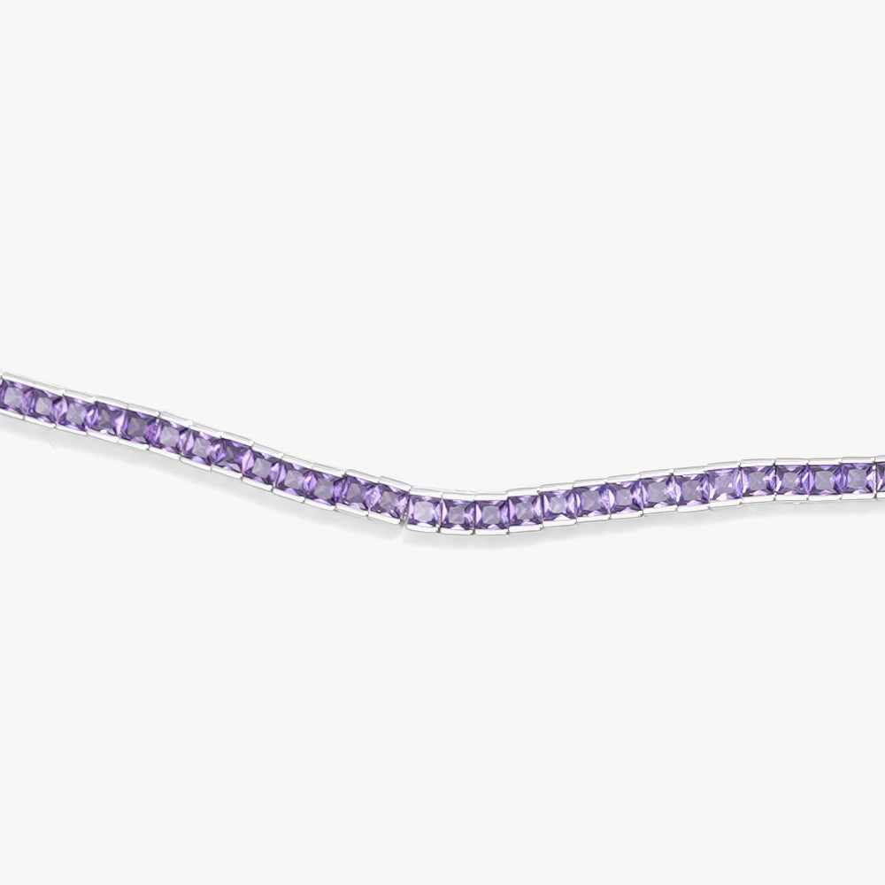 Square tennis necklace lilac silver