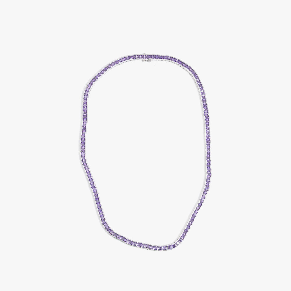 Square tennis necklace lilac silver