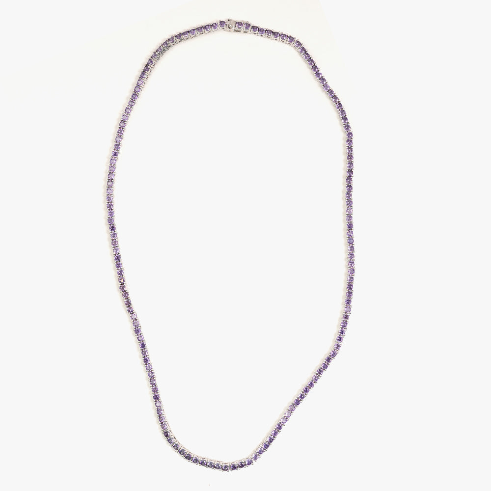 Tennis necklace lilac silver