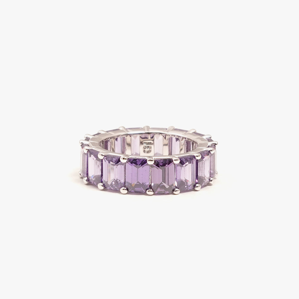Chunky colorful ring lilac silver