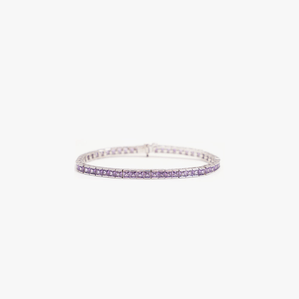 Square tennis bracelet lilac silver