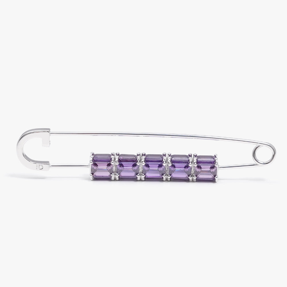 Colorful brooch pin lilac silver