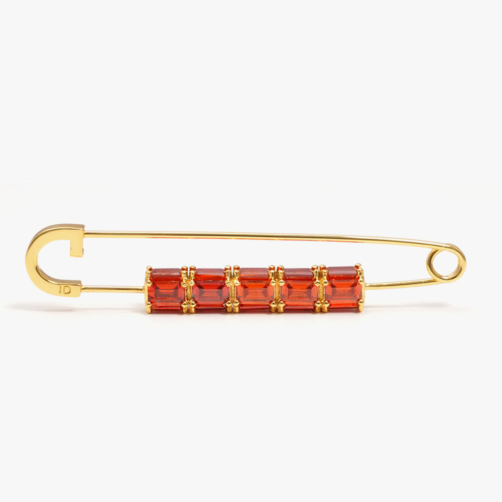Colorful brooch pin orange gold