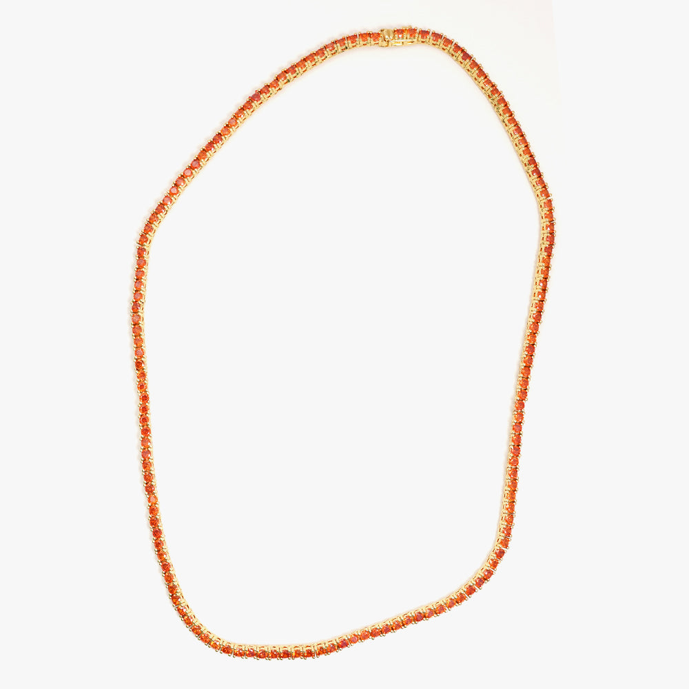 Tennis necklace orange gold