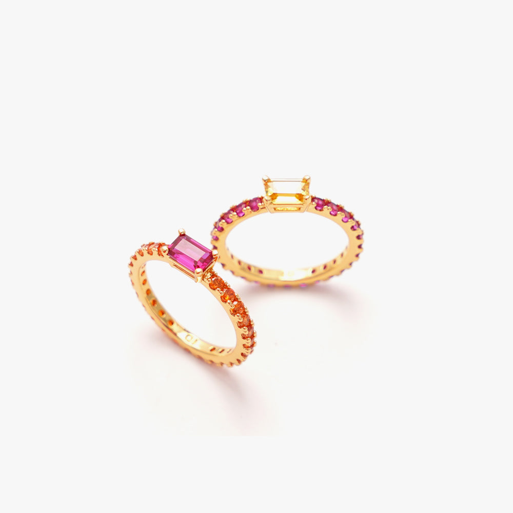 Ultra slim ring pink orange gold