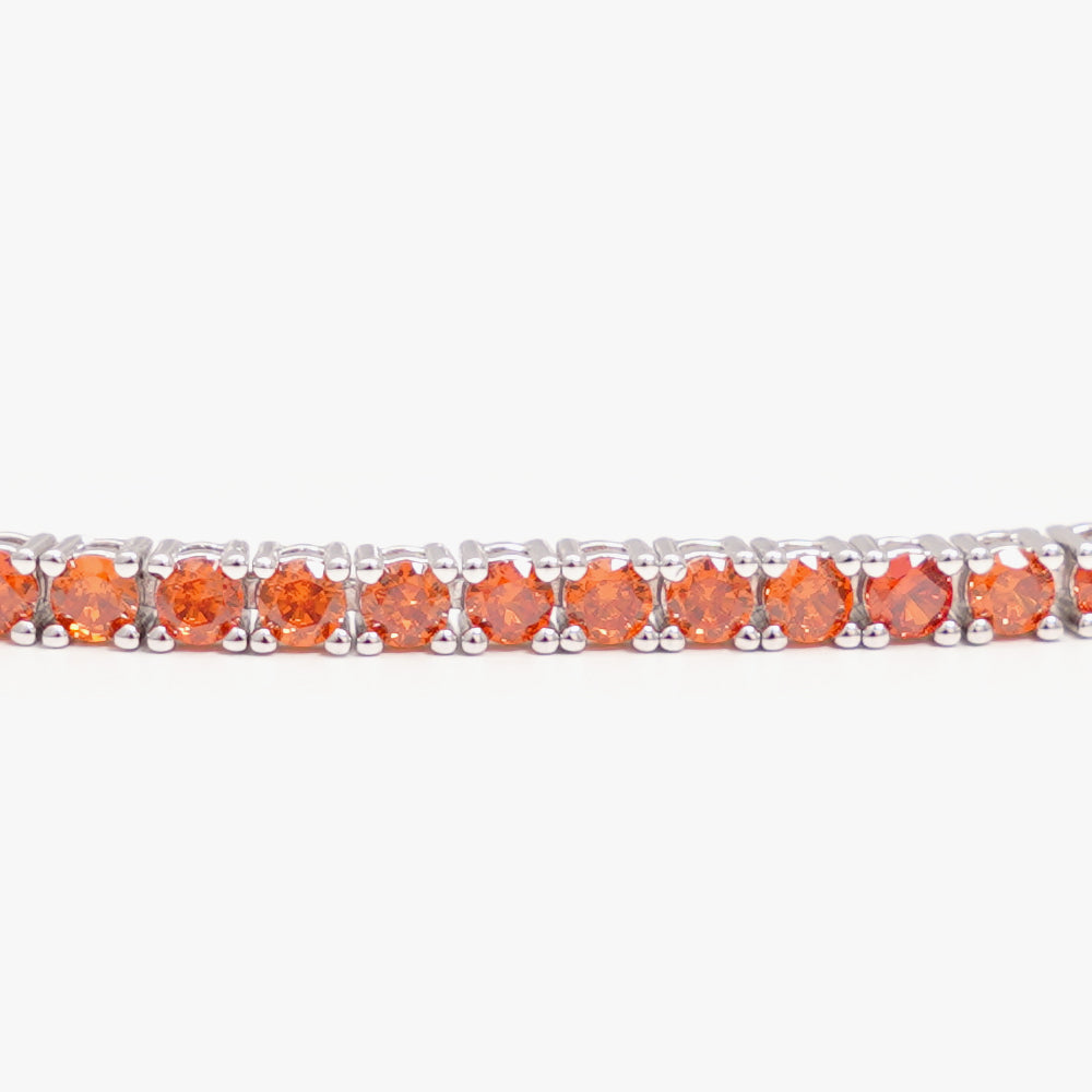 Tennis bracelet orange silver