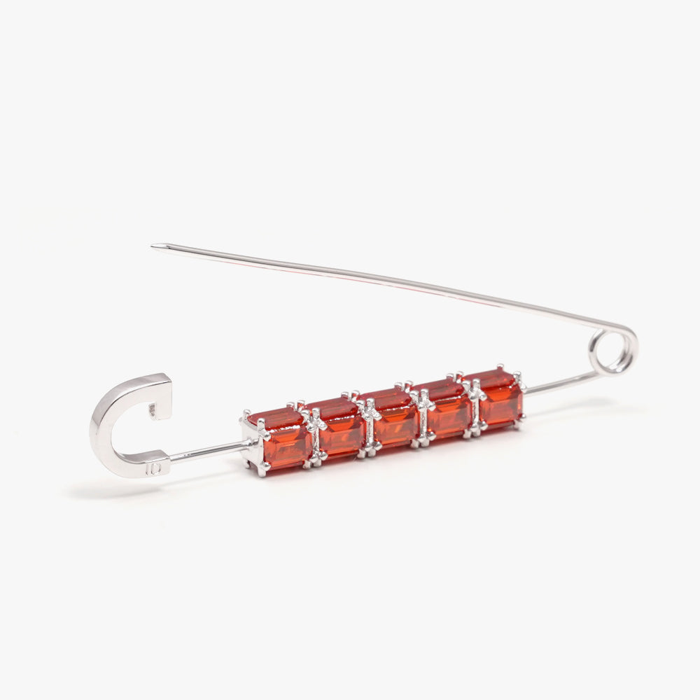 Colorful brooch pin orange silver