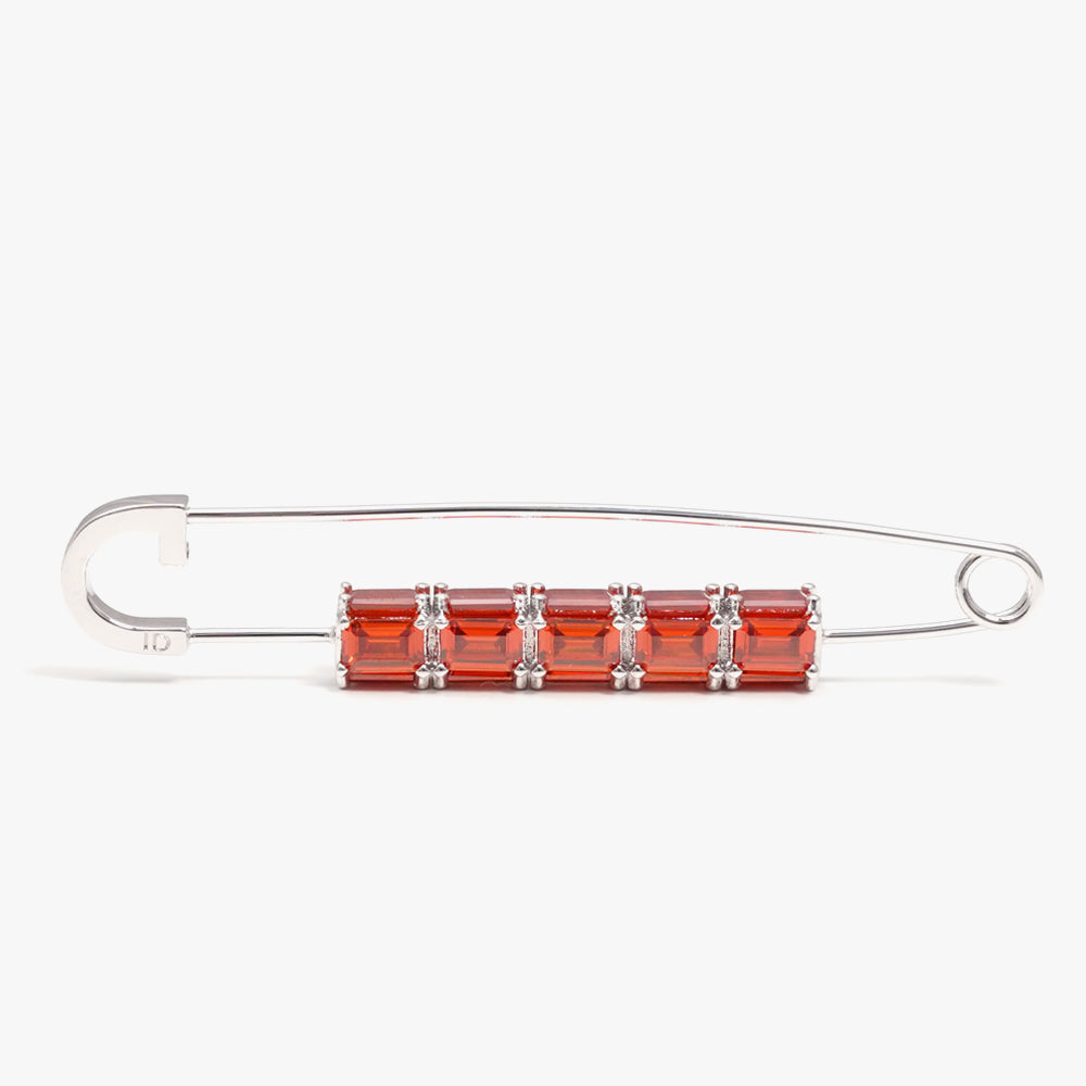 Colorful brooch pin orange silver